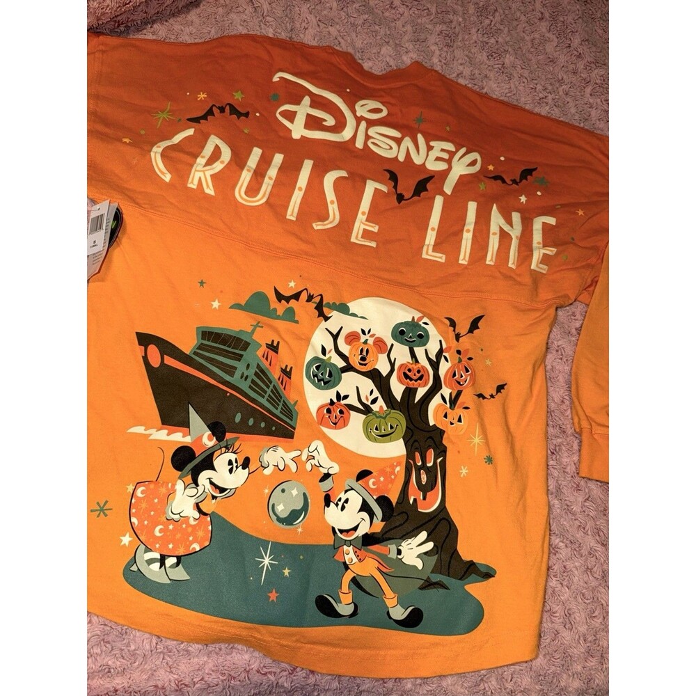 Disney XS Halloween Tree Spirit Jersey Cruise Line Mickey & Friends DCL Orange